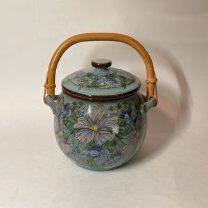 Chelsea England Signed Floral Ceramic Handled Lidded Pot